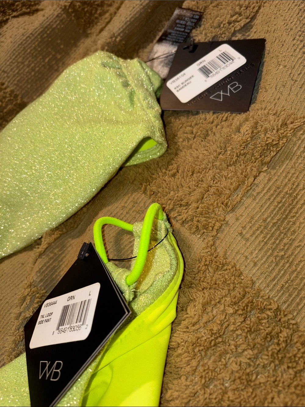 NWT. Neon Lime Shimmer Bikini Set - Picture 4 of 5